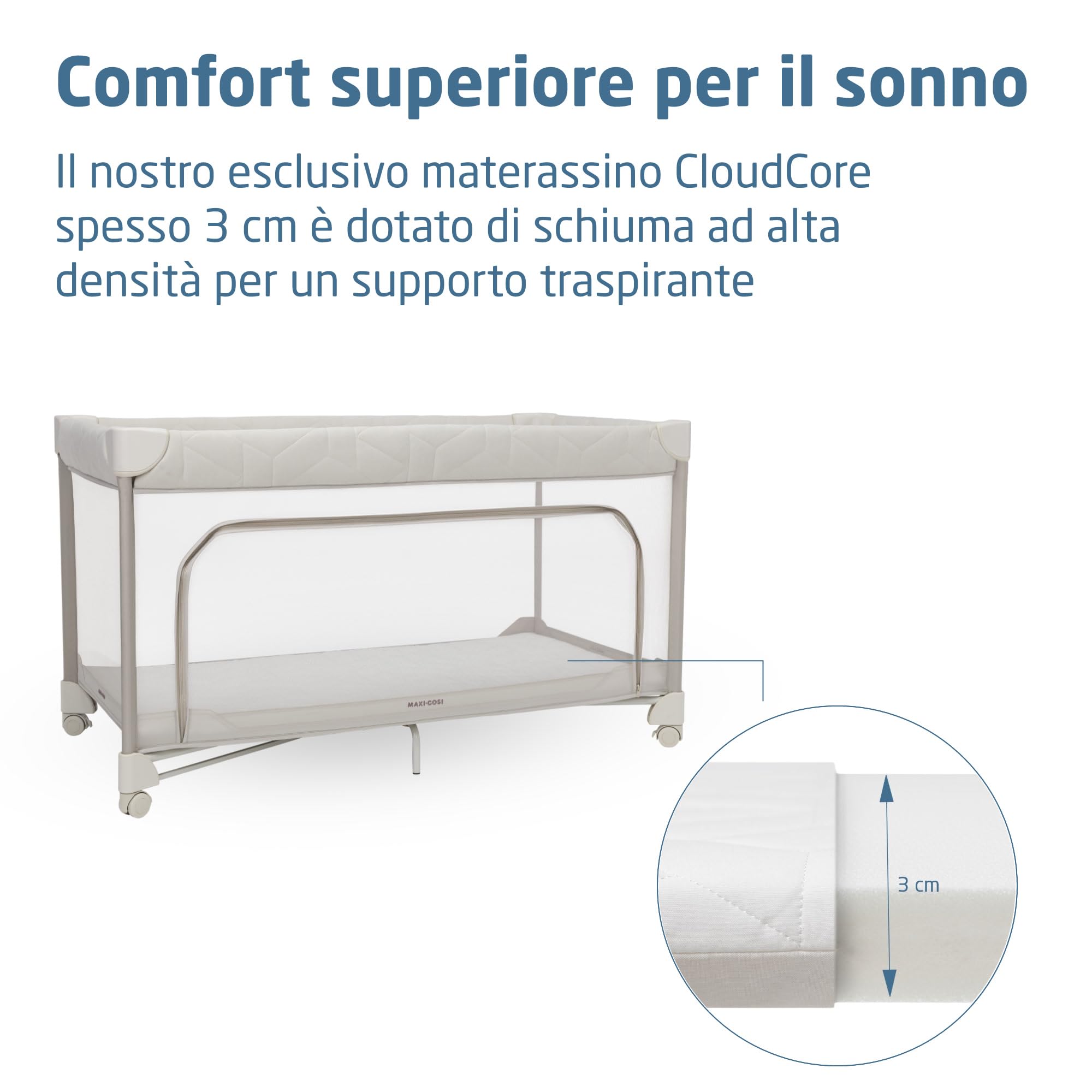 Maxi-Cosi Merlin, 2 in 1 Culla da Campeggio Neonato & Area Giochi, 0-4 Anni, 0-18 kg, Lettino da Viaggio Bambini, Chiusura in 1 Secondo, Materasso 120x60 cm, Finestra Laterale, Elegance Beige
