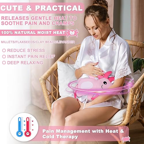 Miniatura 2 de Almohadillas térmicas para microondas para calambres, bonita almohadilla térmica para el período de microondas para aliviar el dolor para mujeres y
