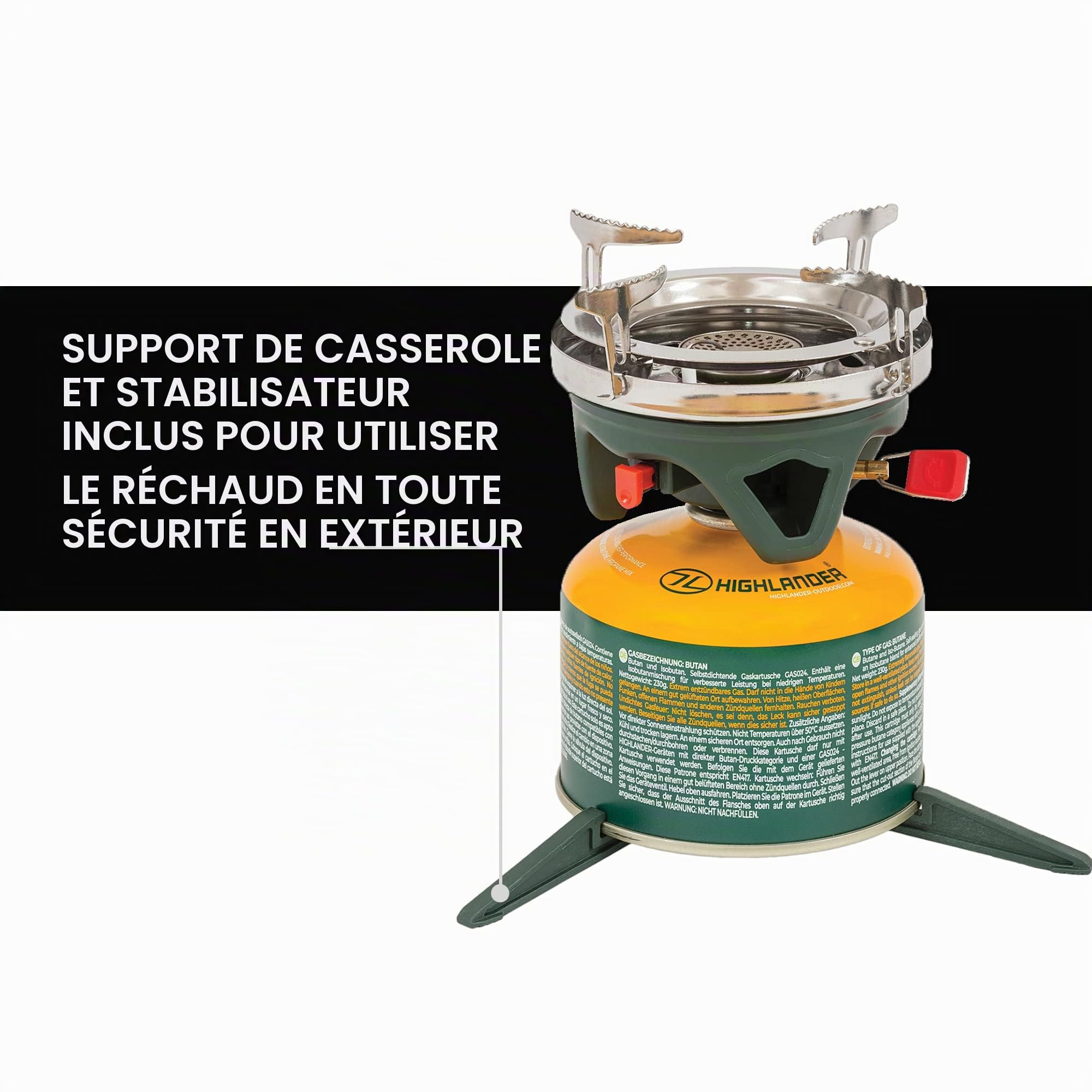 HIGHLANDER Réchaud de Camping à Lame Fastboil Mk3 de Brûleur portatif Compact avec Pot de 1,1 L - Idéal pour Les campeurs, la randonnée et la pêche (Olive)