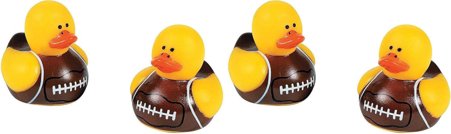 Fun Express Mini Football Rubber Ducks (Set of 24) Rubber Duckies-Tabletop Decor Accents, Party Favors, Novelty Gifts