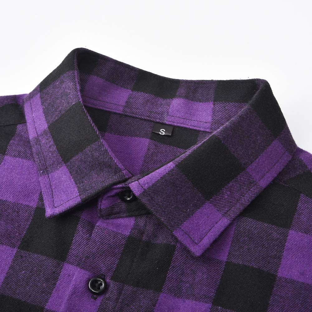 Womens Flannel Shirts Long Sleeve Lightweight Button Down Casual Checkered Top - Image 2