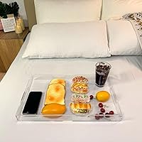 Vista 8 de Bandeja de servir de acrílico blanco brillante con asas resistentes - 10x15 pulgadas - Bandeja para servir café, aperitivos, desayuno, mayordomo