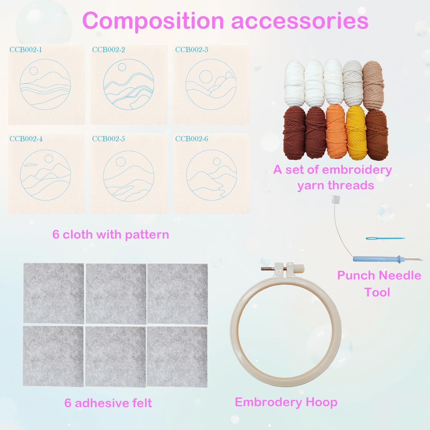 Cukol Cukol Kit di 6 sottobicchieri con ago per punzonatura paesaggistica, divertente fai da te, completo punzone e aghi