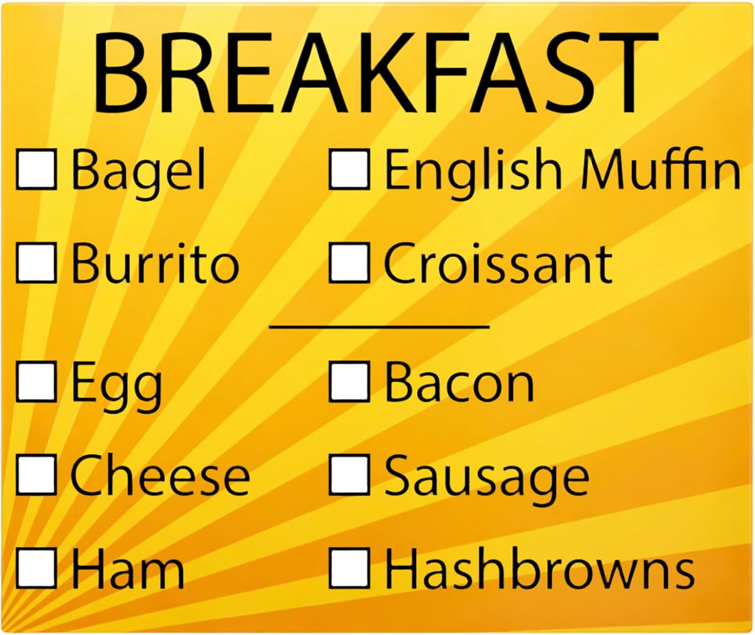 1000 Breakfast Sandwich Labels Per Roll, 2.5" x 2.125" Yellow Check Off Food Stickers, Adhesive Paper Identification Tags for Cafe Restaurant Deli Takeout Food Truck