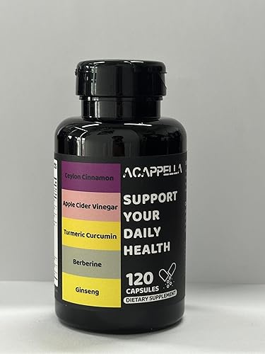 Miniatura 7 de ACAPPELLA Suplemento de cúrcuma de berberina y vinagre de sidra de manzana, cúrcuma y canela, melón amargo, gimnasia, cardo mariano, fenogreco