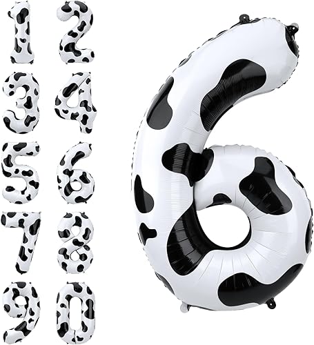 Miniatura 7 de Globo con estampado de vaca, globos con número de vaca, globos con estampado de vaca, globos de número de vaca para niños, decoración de fiesta de