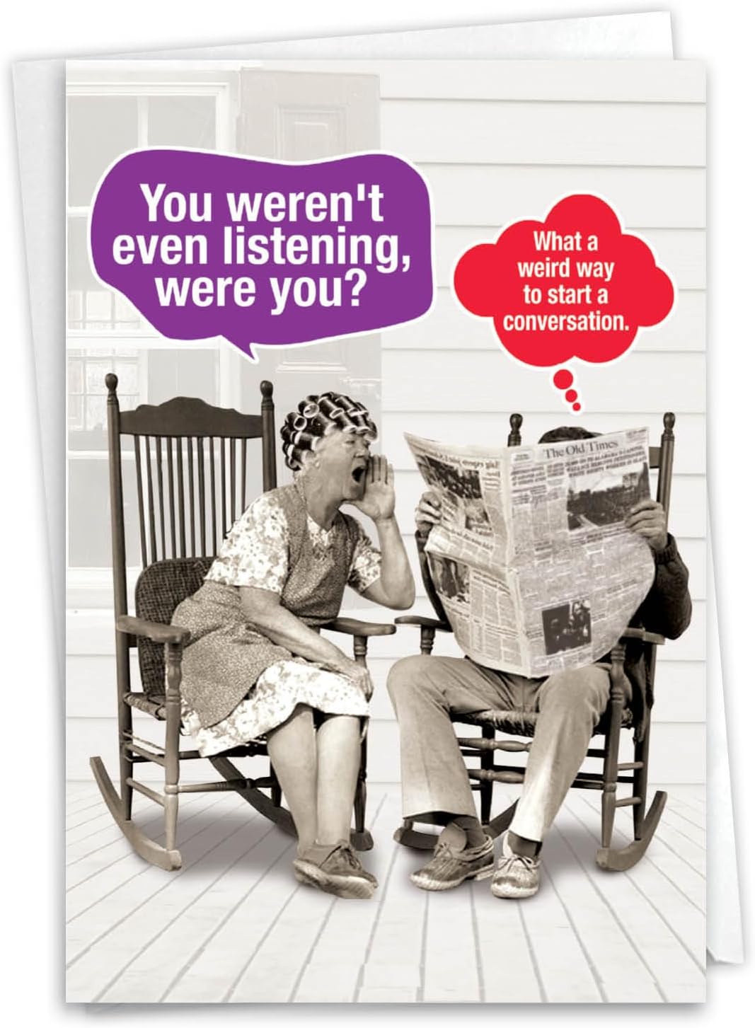 NobleWorks - Funny Anniversary Greeting Card - Romantic Spouse Humor, Married Couples Anniversary Notecard - Weird Conversation C7000ANG