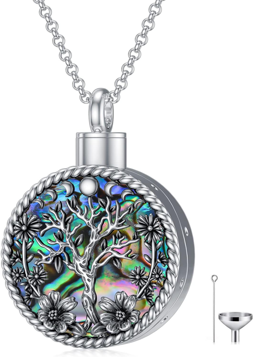 PELOVNY Urn Necklaces for Ashes of Loved Ones 925 Sterling Silver Personalized Heart Locket Urn Necklace Cremation Keepsake Memorial Jewelry Gifts for Women Men