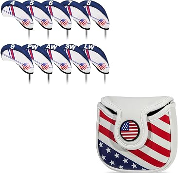 Golf Club Headcover Set Premium Putter and Iron Covers, Fits All Standard Clubs, Protective and Stylish Design