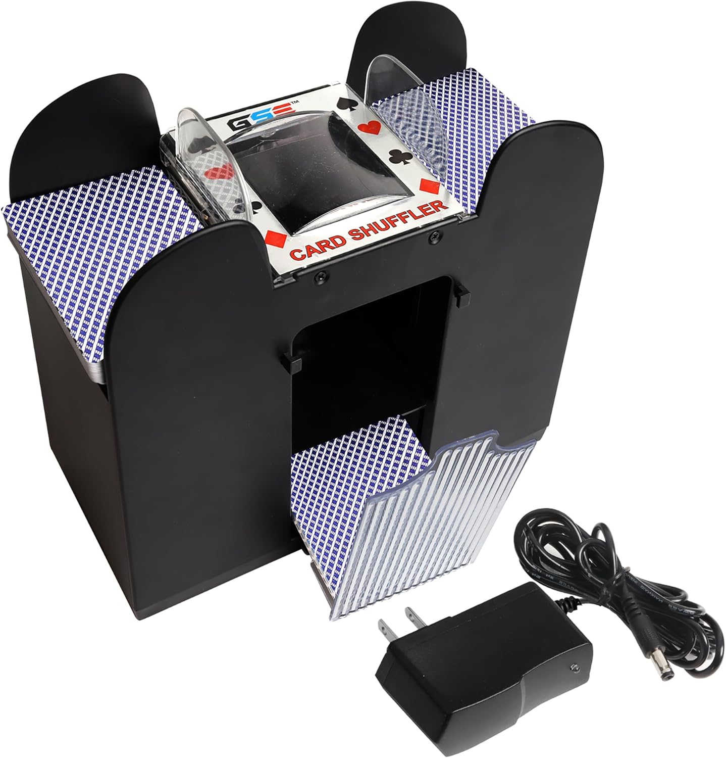 GSE Games & Sports Expert 6-Deck Automatic Card Shuffler, AC/DC-Power & Battery-Operated Shuffler Machines for Playing Cards, Blackjack, Texas Hold'em, Canasta, Bridge, UNO 6-deck AC/DC-Power & Battery
