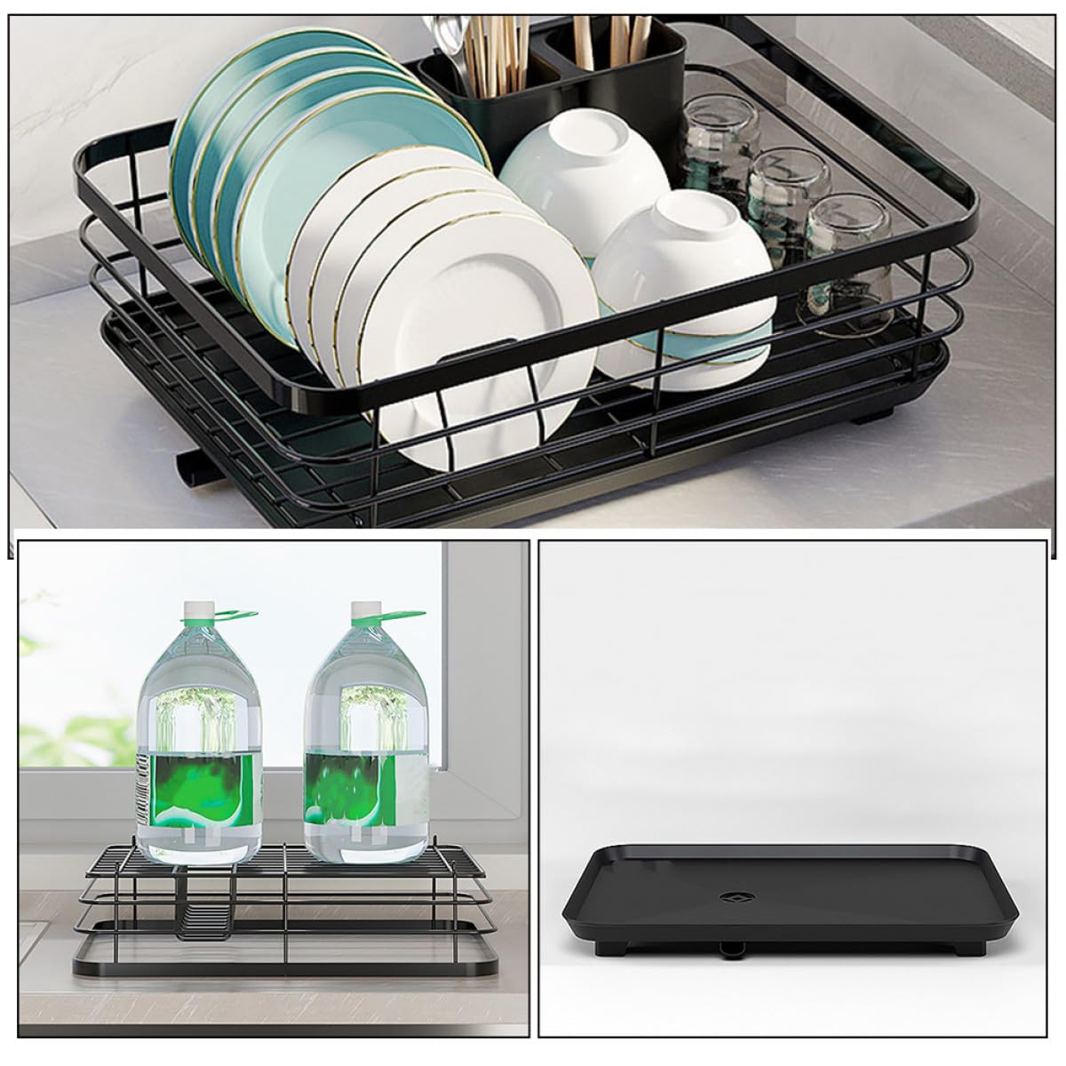 Abtropfständer für Geschirr aus Robustem Einlagiges Küchen organizer regal mit Abtropfschale Multifunktionales Trockenständer für Teller Tassen und Besteck Platzsparend