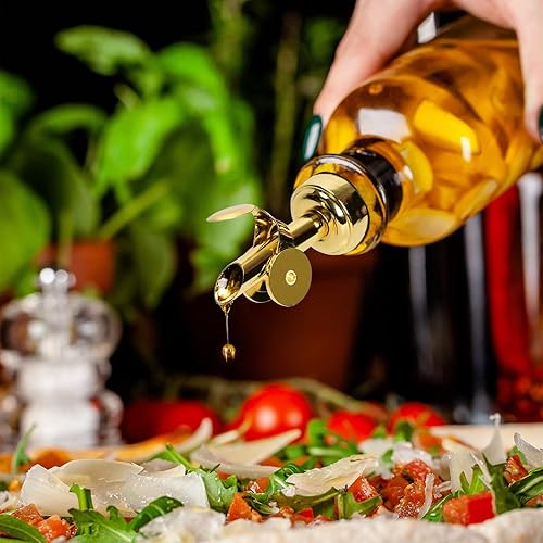 Miniatura 7 de WAFJAMF 2 vertedores de botellas de acero inoxidable con peso, boquilla dispensadora de aceite de oliva con cierre automático, boquilla de vertido