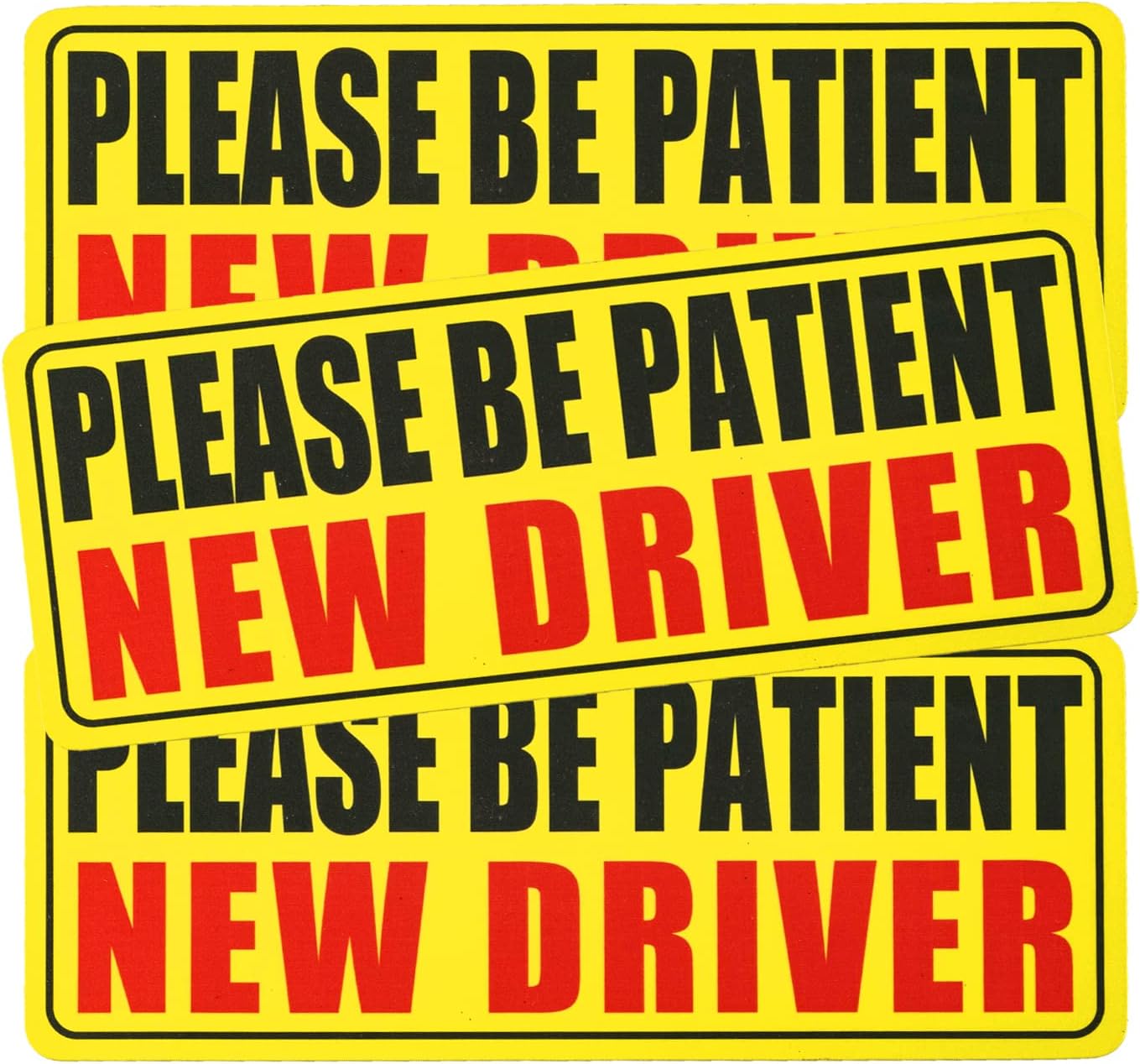 JUSTTOPNew Driver Magnet for Car, Please Be Patient Student Driver Magnet, New Driver Magnet Safety Warning, Magnetic Reflective Rookie Driver Bumper Sticker (Black&Red)