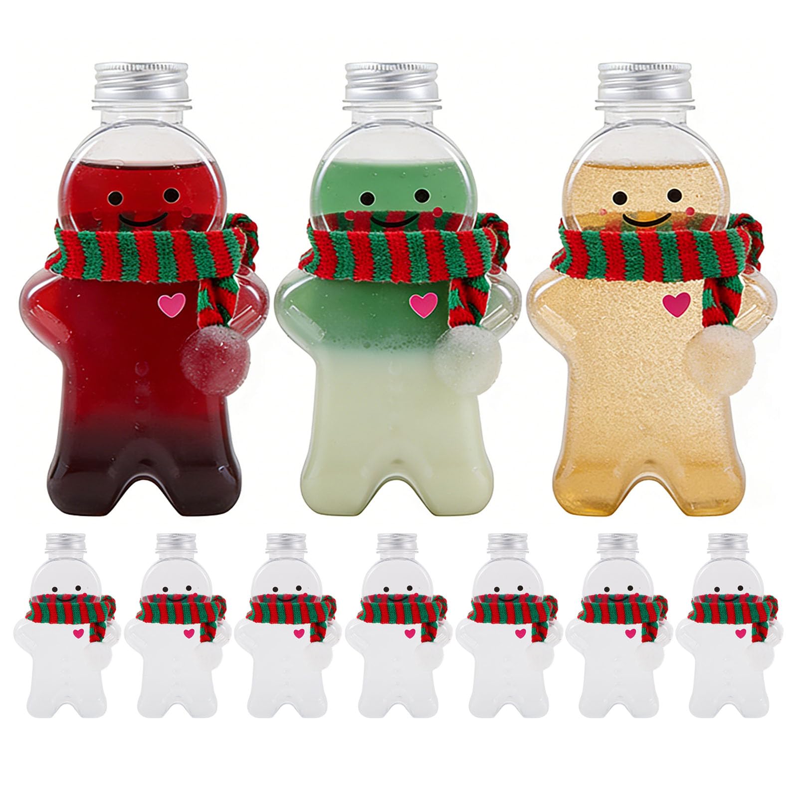 Botellas de jugo navideñas de hombre de jengibre con bufanda para eventos 1