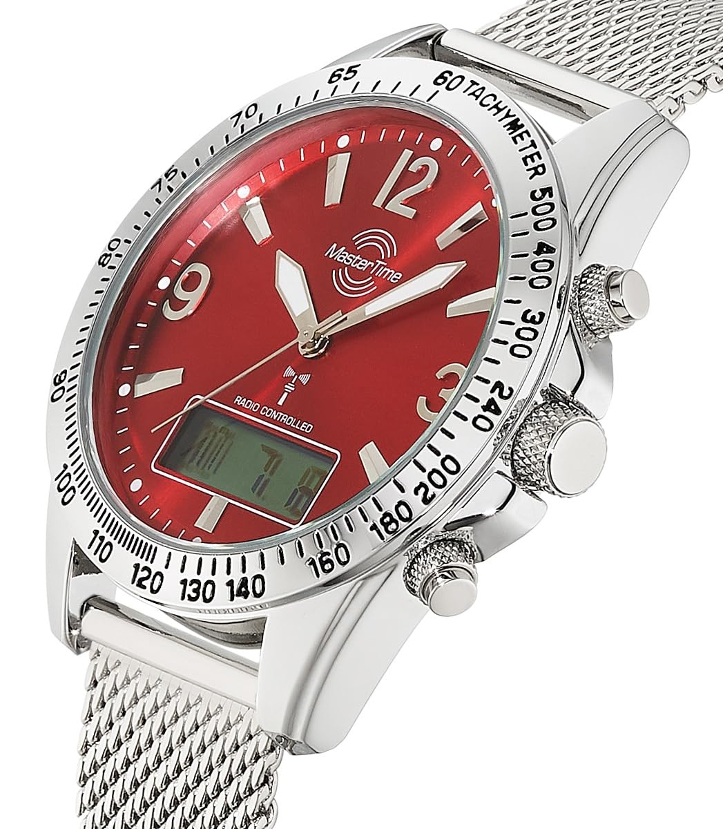 Master Time Funk Quarz Herren Uhr Analog-Digital mit Edelstahl Milanaise Armband MTGA-10962-82M