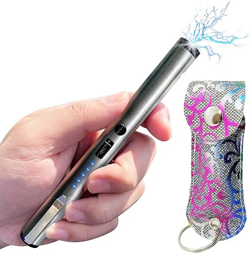 FIGHTSENSE Pen Self Defense Pepper Spray Combo Pack para hombres y mujeres dispositivo de autodefensa, indicador de duración de la batería