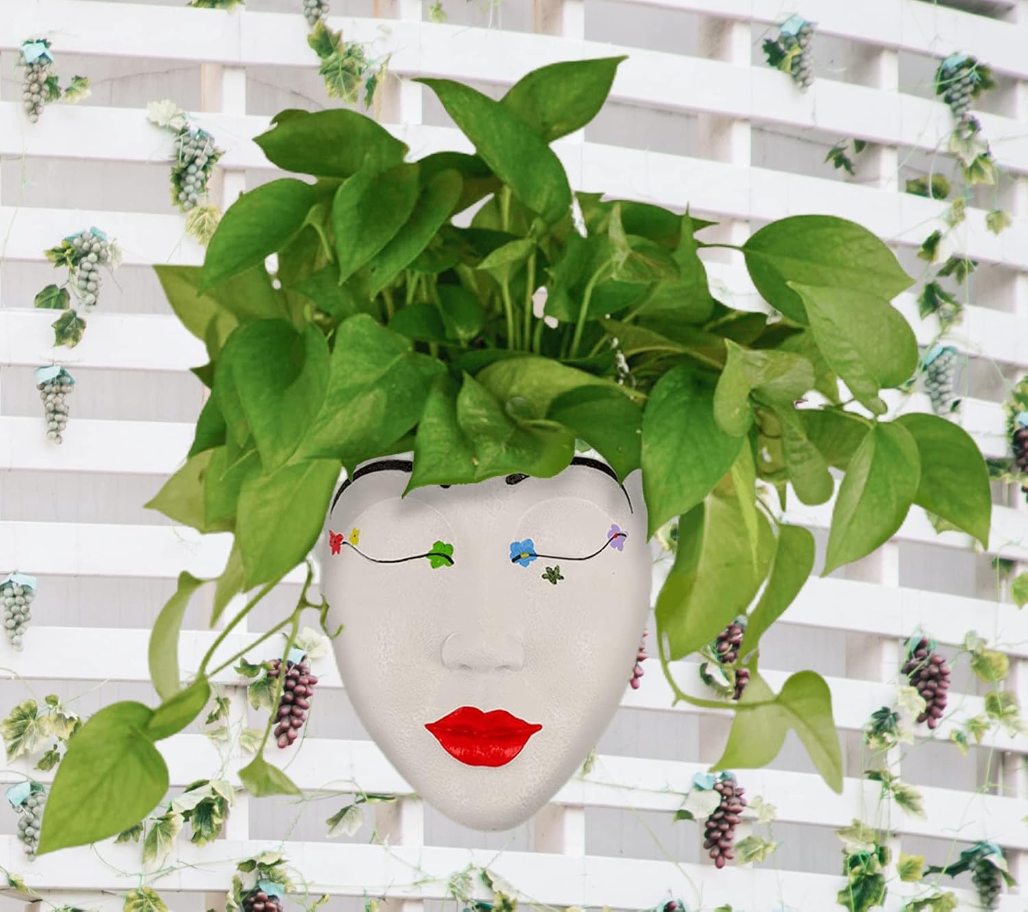 Unique Face Planter Pot - Indoor/Outdoor Wall Hanging, Resin Material