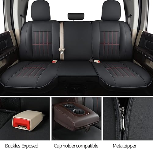 Miniatura 4 de Truckiipa - Juego de fundas para asiento de automóvil, fundas de cuero y de cobertura completa para asientos de camioneta de cabina extendida y