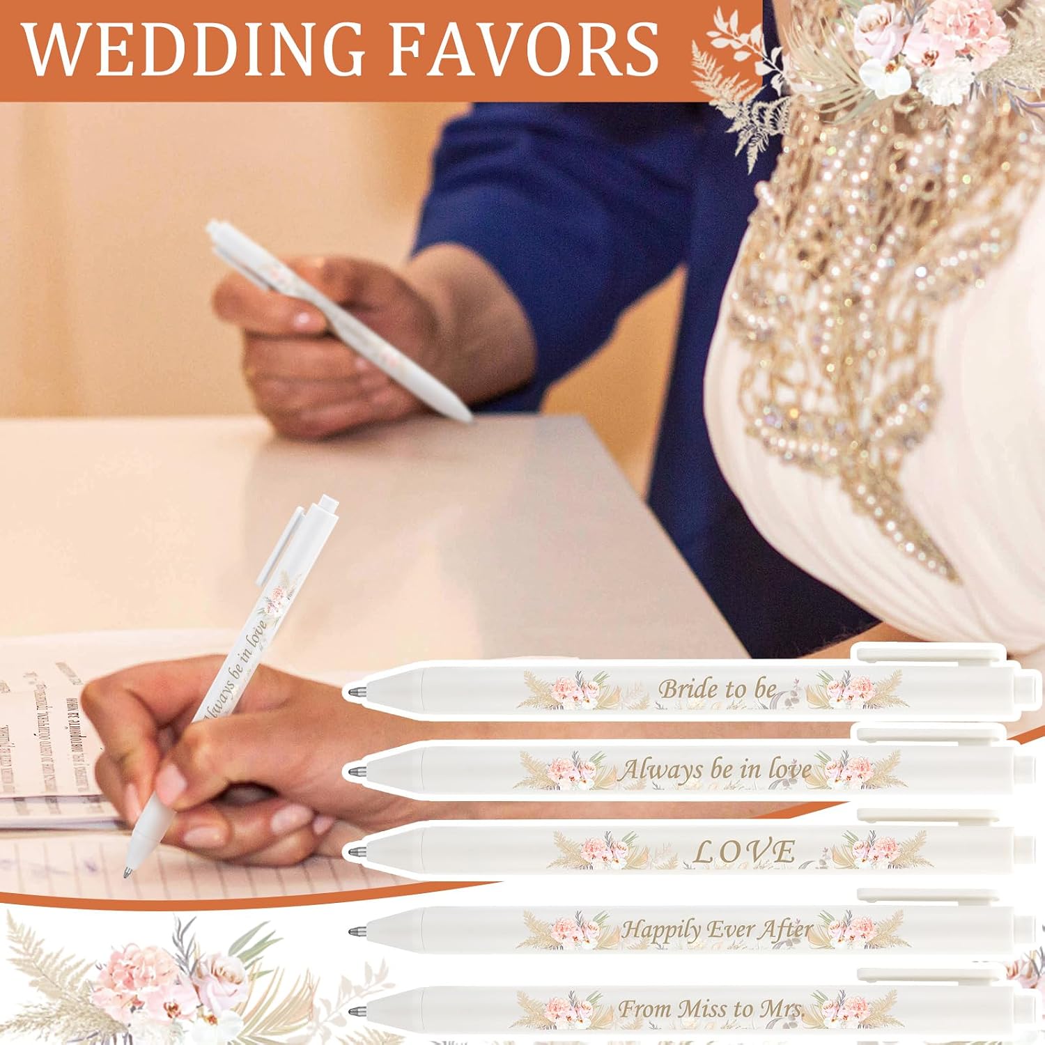 Fulmoon 75 Pcs Bridal Shower Pens Bulk Wedding Pens Favors Bachelorette Engagement Party Gifts Baby Shower Pen Prizes Souvenirs Bag Supplies for Guest Game Office School(Boho)