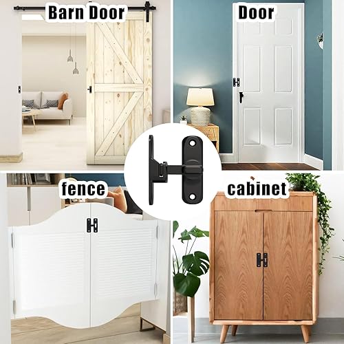 Miniatura 5 de Cerradura de puerta de granero, pestillos de puerta de 90180 grados, cierre de cerradura de puerta de ángulo recto de aleación de zinc, pestillo de