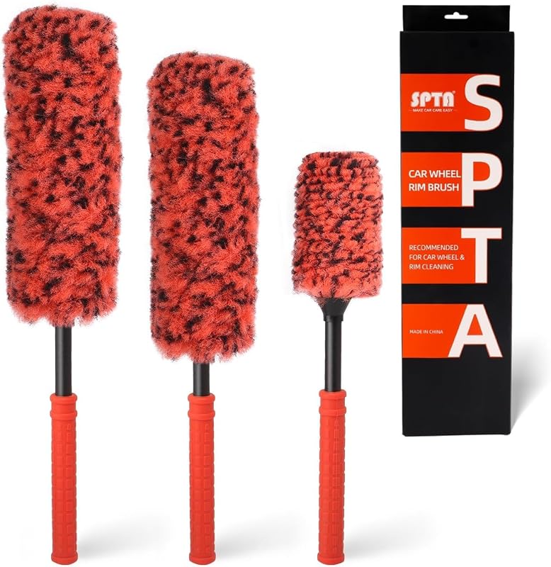 Escovas para Limpeza de Rodas SPTA com Cerdas Sintéticas e Cabos Antiderrapantes Kit com 3 peças