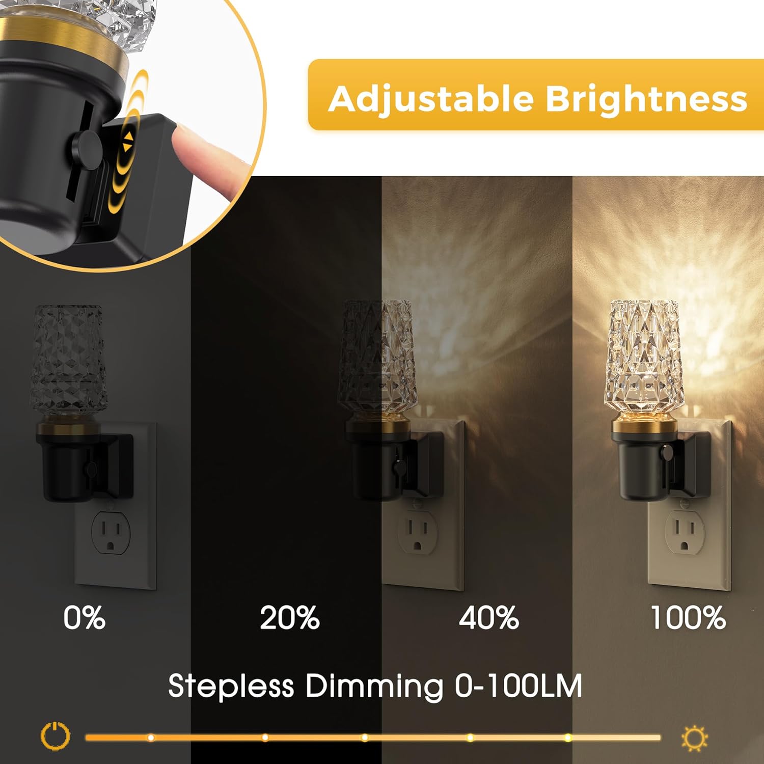 L LOHAS LED Night Light,Plug in Night Light with Light Sensor,0-100LM Brightness Adjustable,3000K Soft White,Acrylic Decorative Nightlight for Bathroom Bedroom Hallway