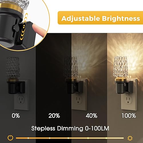 Miniatura 3 de L LOHAS LED Luz nocturna, luz nocturna enchufable con sensor de luz, brillo ajustable de 0-100 lúmenes, blanco suave de 3000 K, luz nocturna