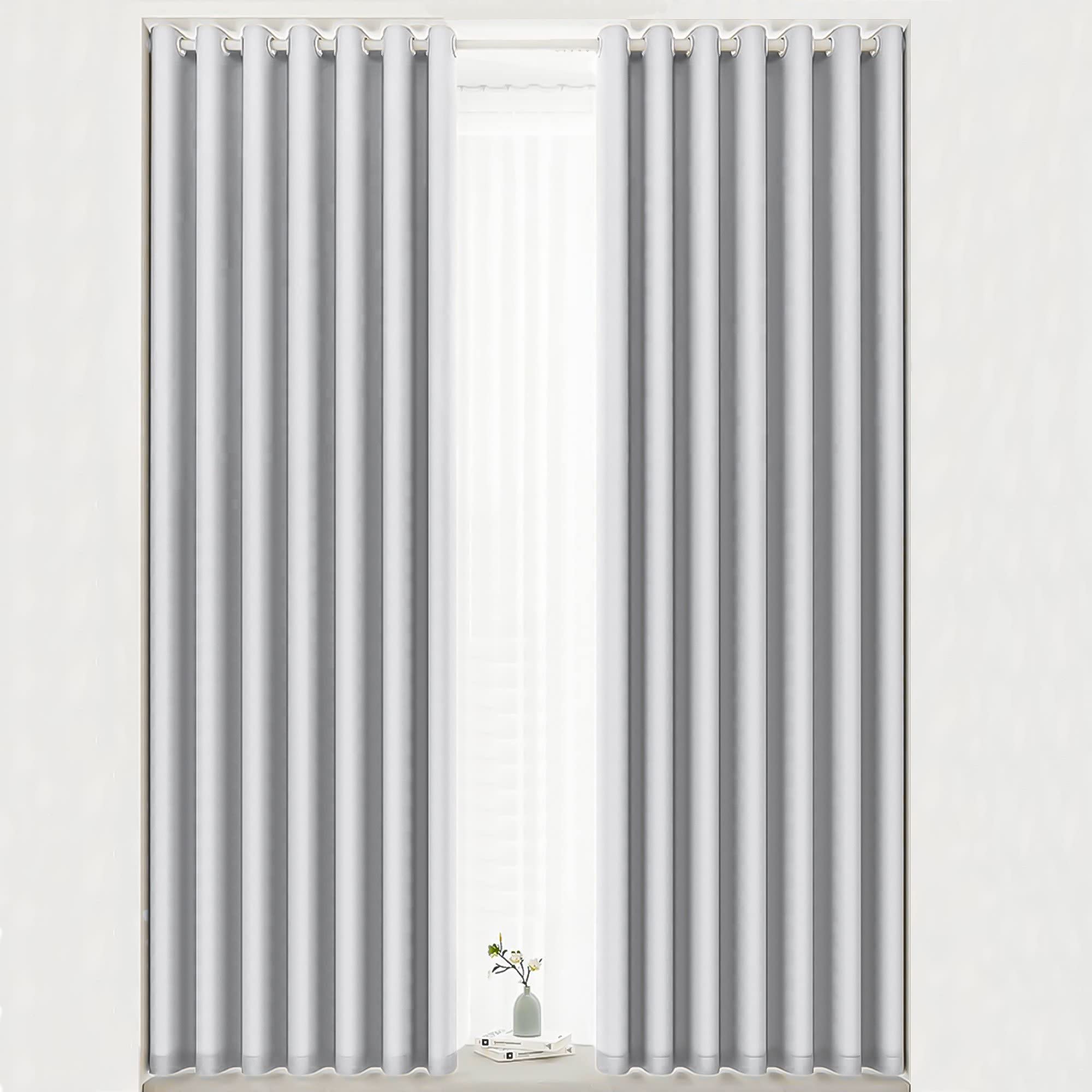 DALINA Textil -Cortina Opaca 140 x 225 para Salón Dormitorio - Cortina para Habitacion Color Solido - Cortinas Lisas Suave con Ojales para Ventanass 2 Piezas de 140x225cm Gris