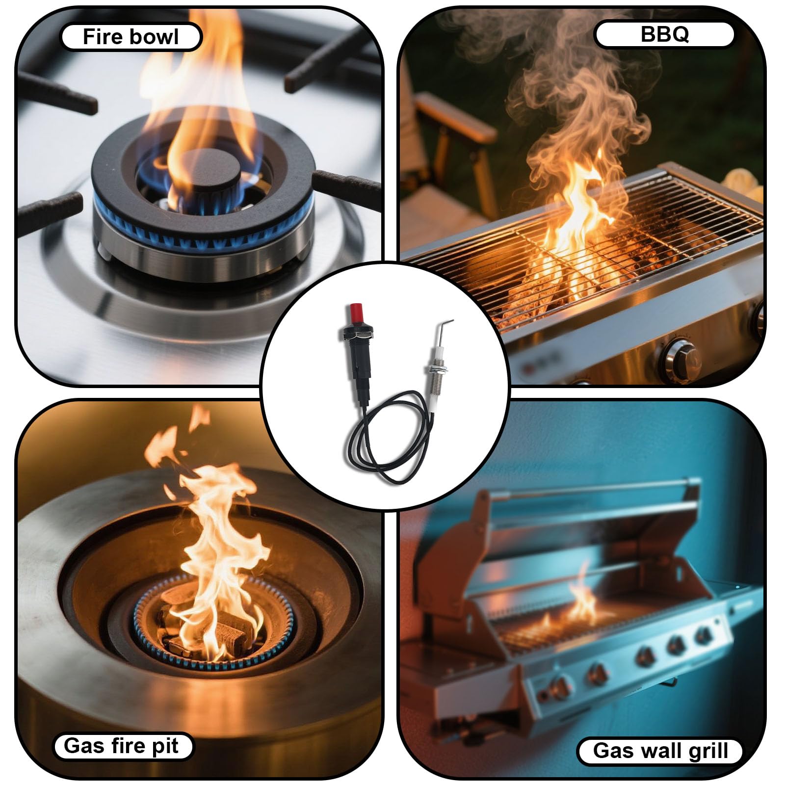 2 Pezzi Accenditore Piezoelettrico Pulsante per Gas Propano, Accenditore Piezoelettrico con Ago di Accensione a Vite Accessori Pratici per Accendisigari da Cucina Forno Camino a Gas