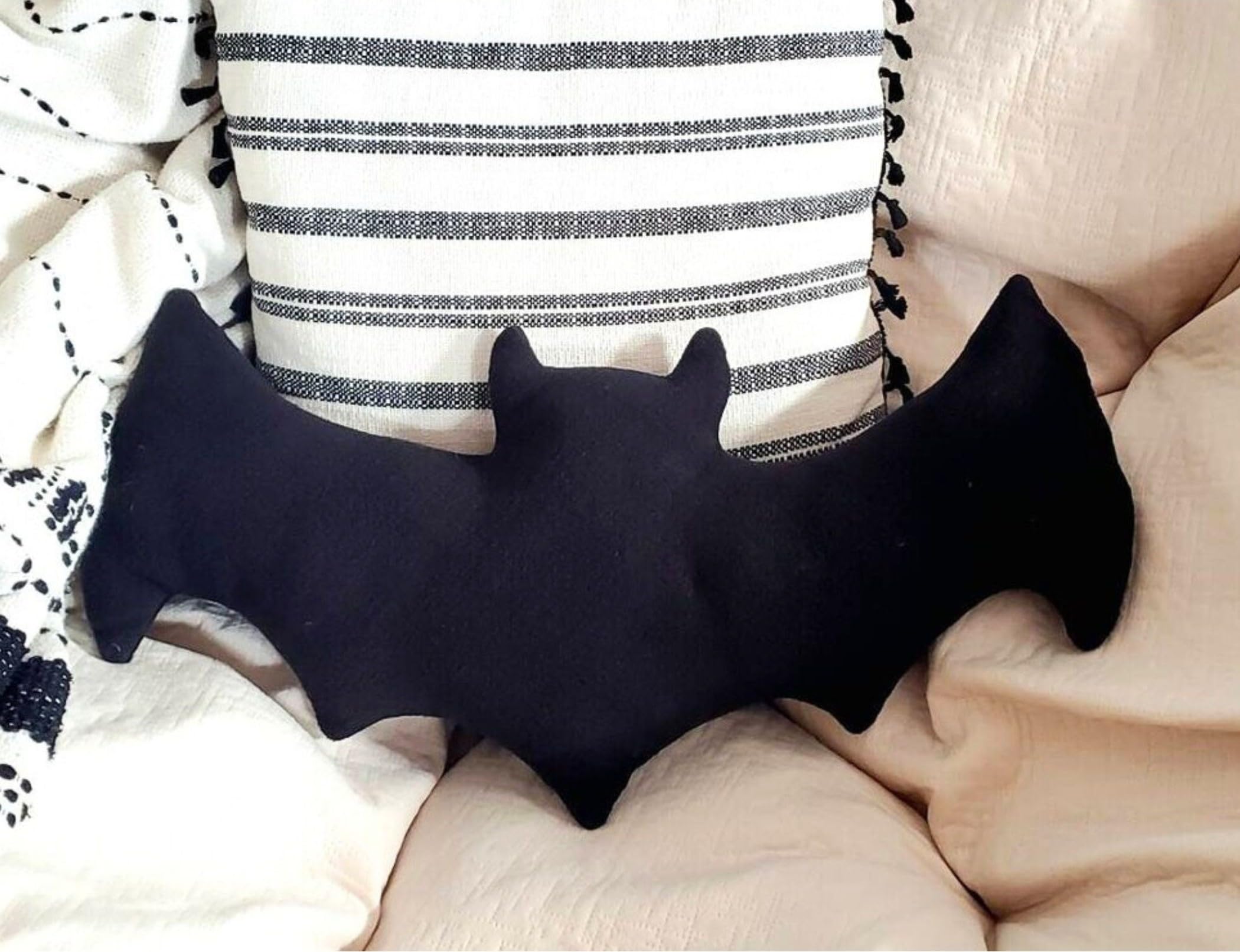 Tickles Bat Soft Stuffed Plush Pillow Cushion for Kids Boys & Girls Birthday Gift Home Decor (Size: 35 cm Color: Black)-image-35