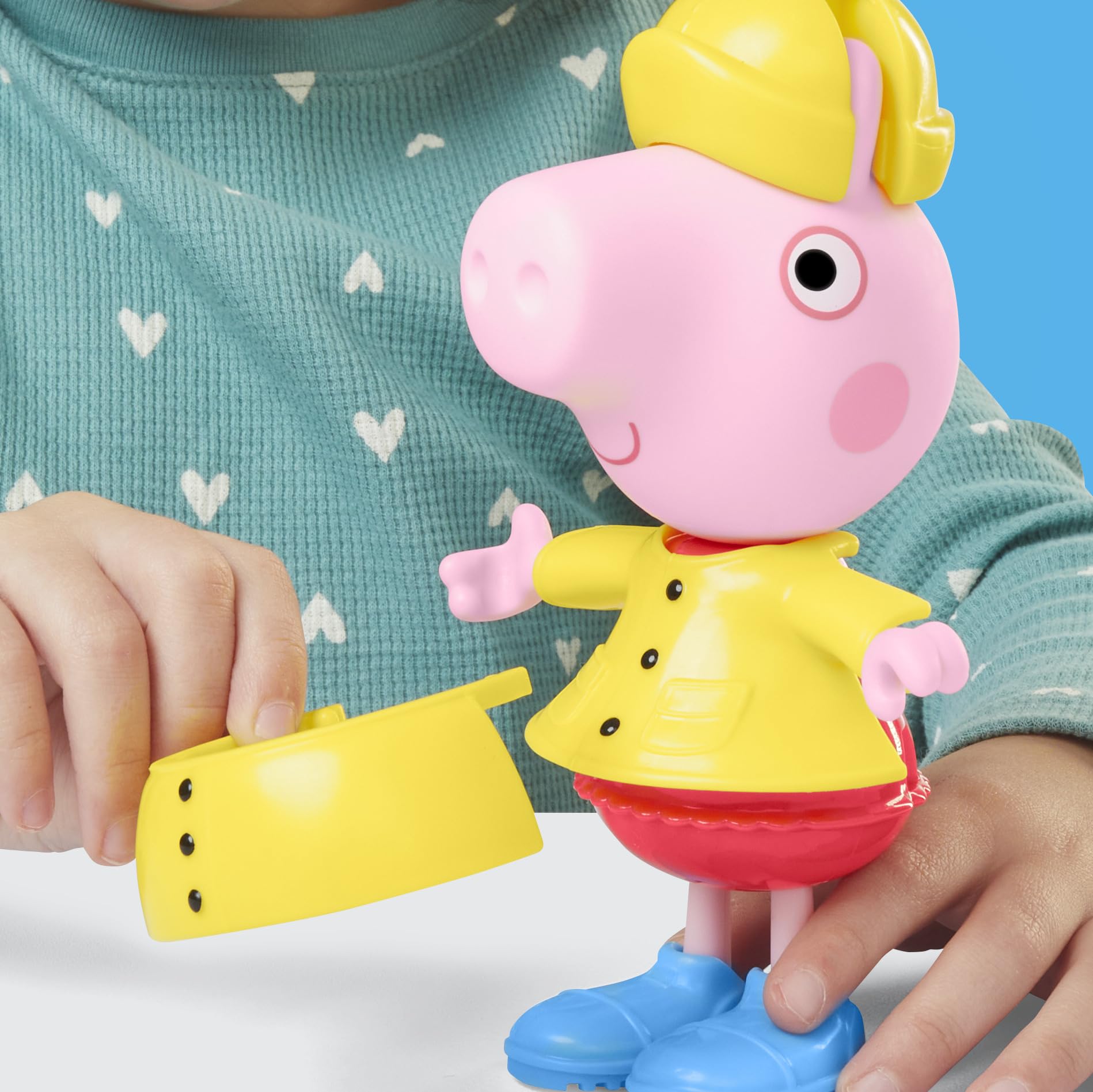 Hasbro Peppa Pig, Estilos Divertidos en Días de Lluvia, Muñecas para Niñas y Niños de 3 Años, Juguete con Accesorios, Traje de Color Amarillo, Inventar Historias, Reyes Magos