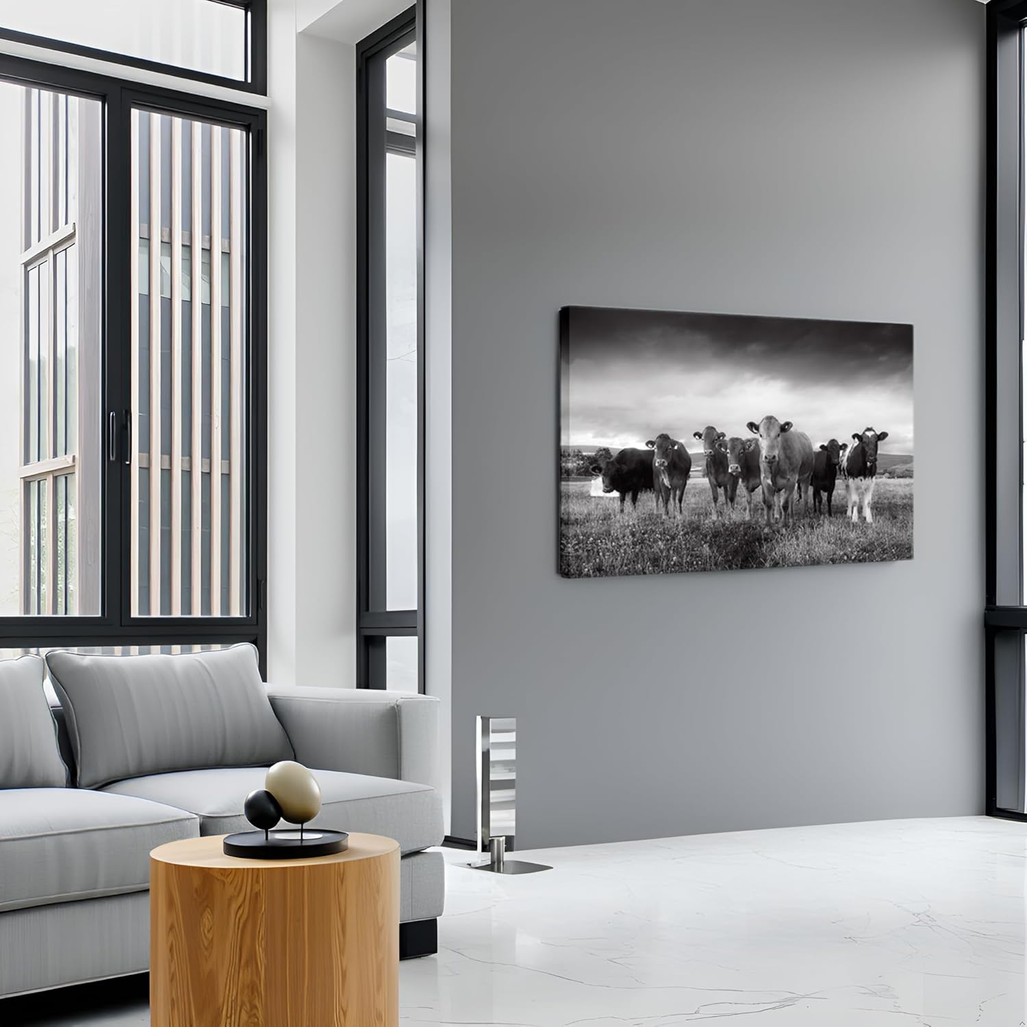 Nachi Wall Cow Canvas Wall Art Black and White Farm Animal Pictures Wall Decor for Living Room Kitchen Modern Giclee Print Artwork Gallery Canvas Wrapped Ready to Hang