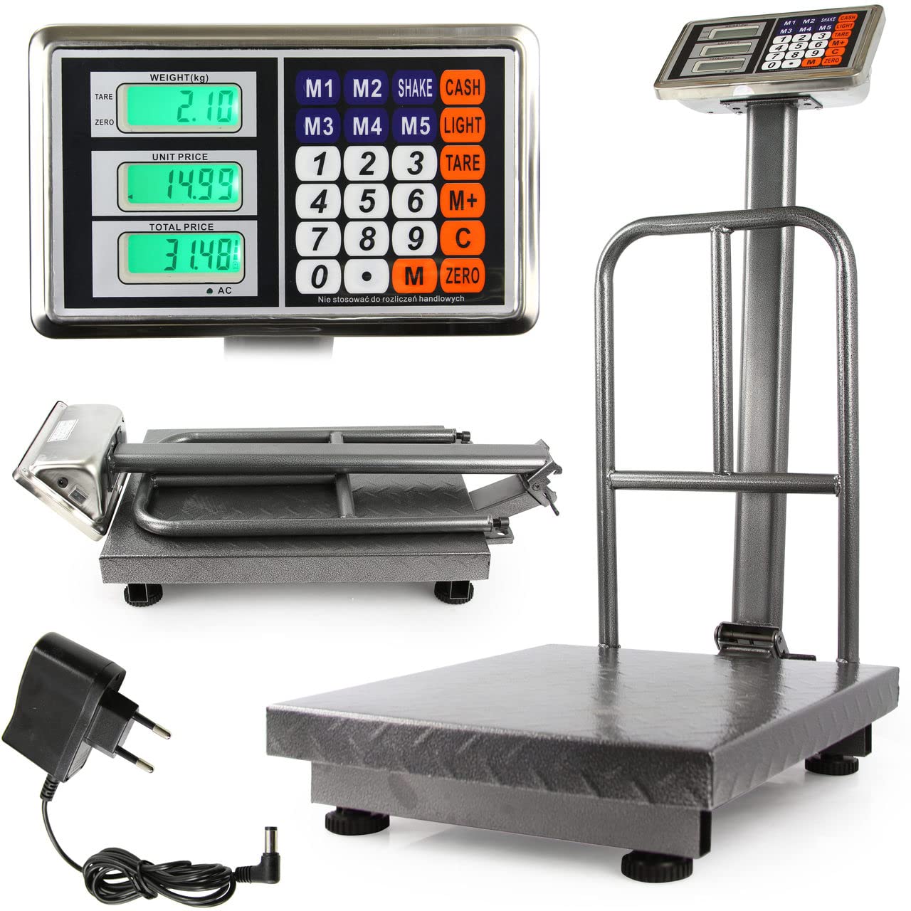 Báscula electrónica industrial con pantalla digital de acero, plataforma comercial plegable (300 kg)
