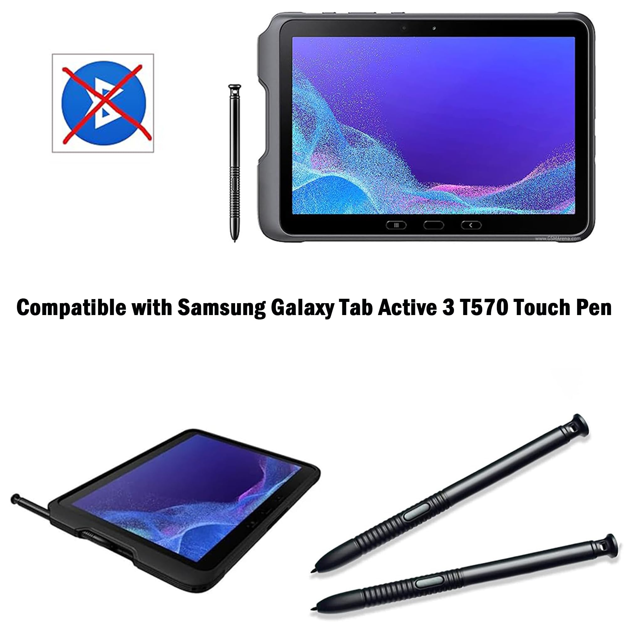 Anwendbar für Galaxy Tab Active 3 Stylus Pen T570 T575 T577 Pen Ersatz Galaxy Tab Active 4 Pro T630 T638 T636 Pen Galaxy Tab Active3 Pen Active5 Pro Stylus Pen mit Spitzen (schwarz)