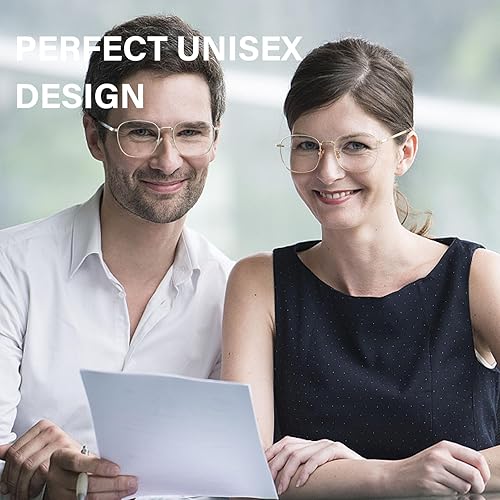 Miniatura 7 de OPTOFENDY Lentes de bloqueo de luz azul de metal para mujeres y hombres, anteojos cuadrados para computadora, antifatiga ocular y protección UV