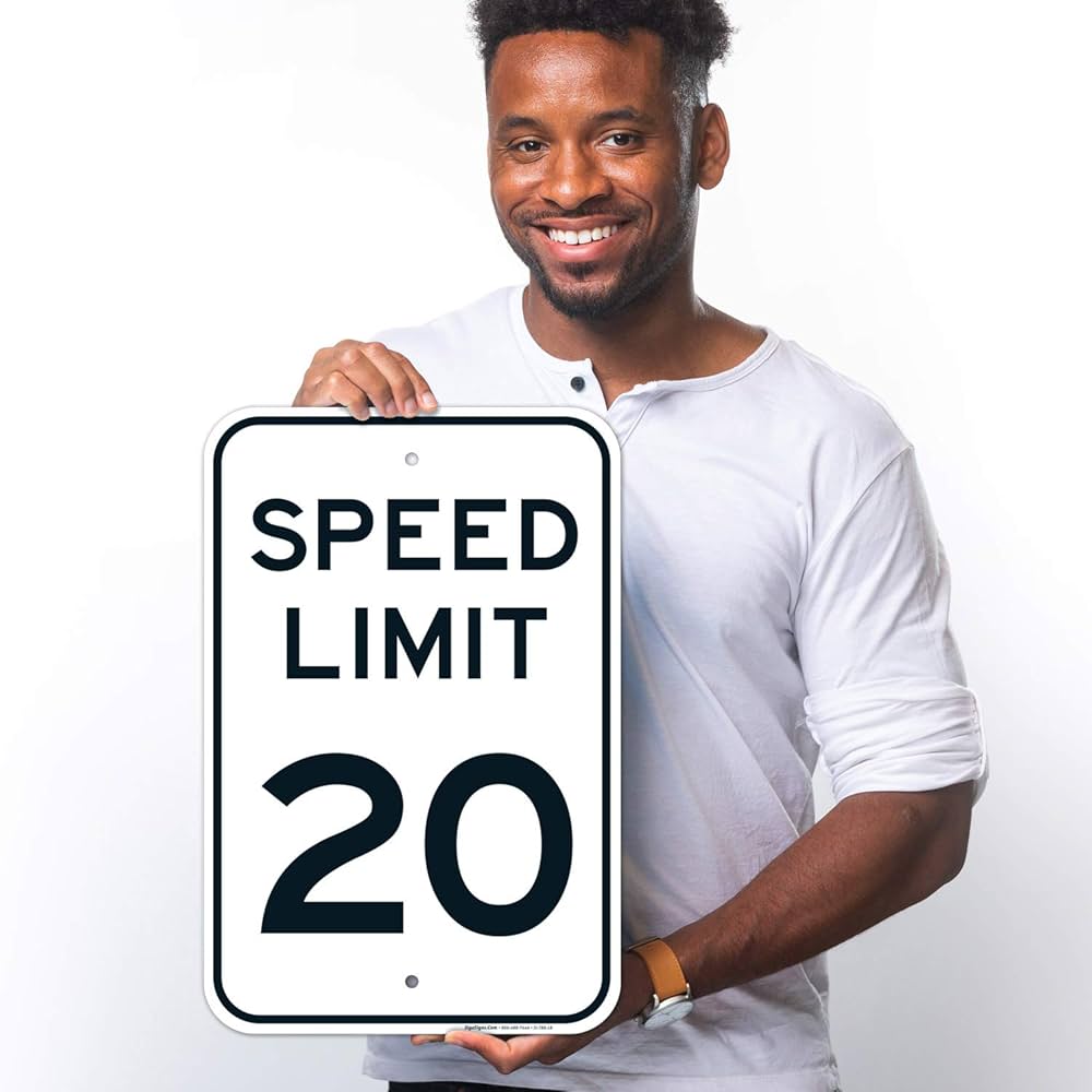 Speed Limit 20 MPH Sign, 12x18 Inches, Rust Free .063