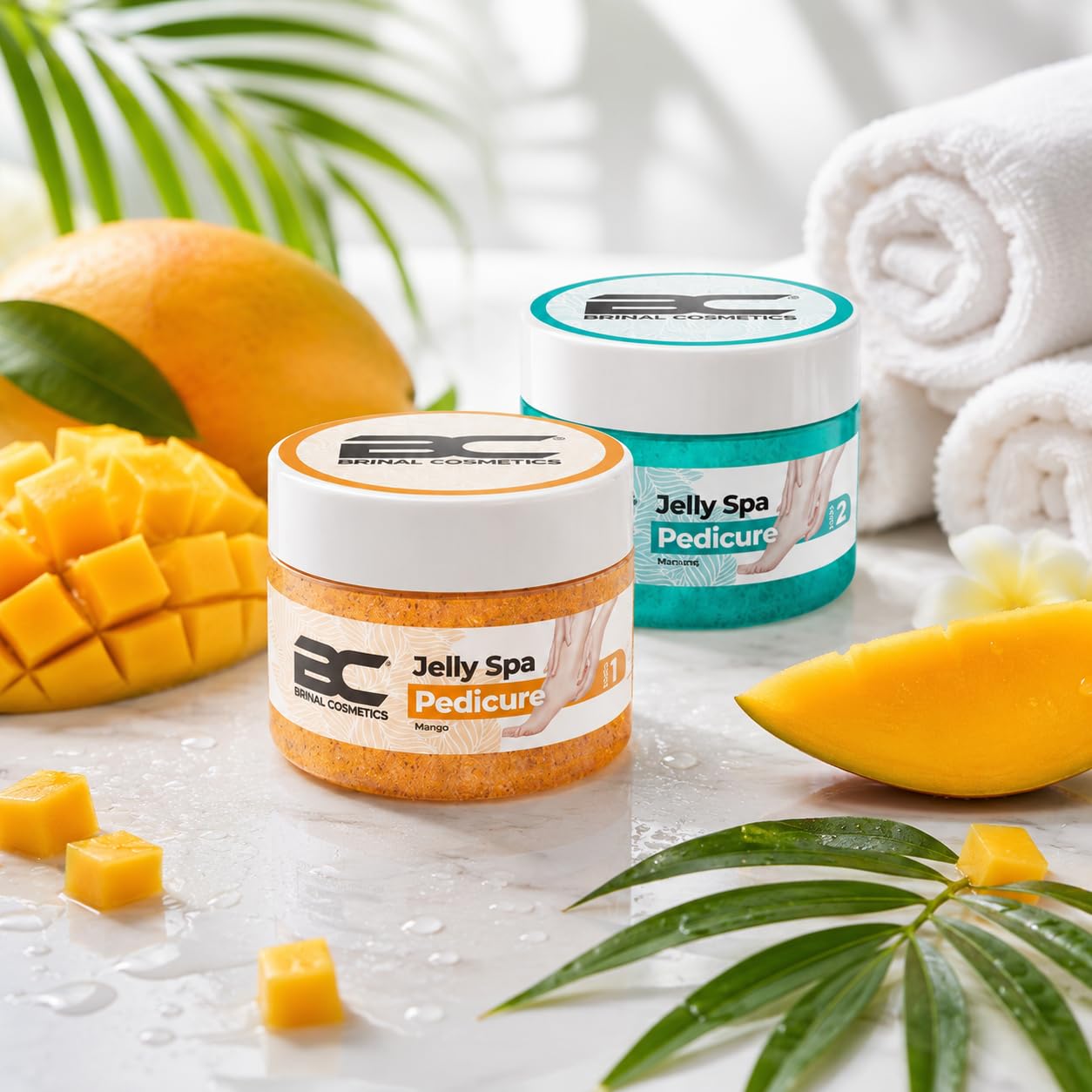 Pack Jelly Spa Pedicure Mango – Kit Profesional de Pedicura Spa en 2 Pasos | Paso 1 350g + Paso 2 650g | Tratamiento Relajante para Pies