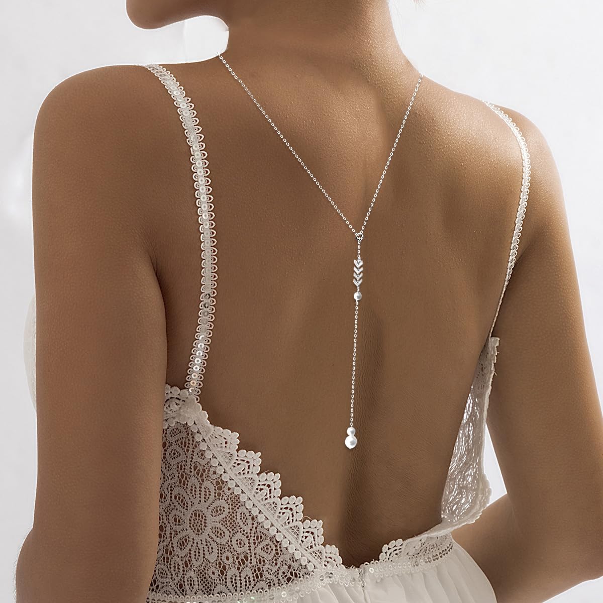 Pearls Back Chain for Backless Dress Bridal Wedding Backdrop Necklace Jewelry for Women Summer Body Chain - Image 9