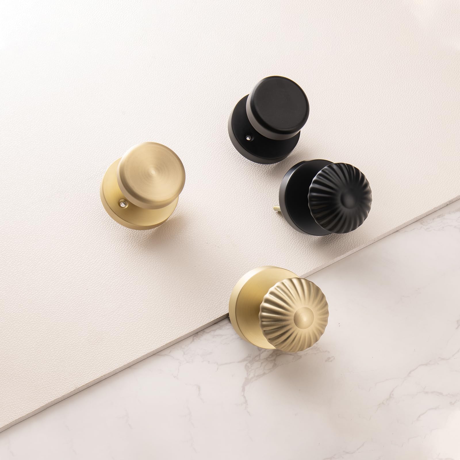 Brushed Gold Privacy Door Knob - Push Lock Design -4