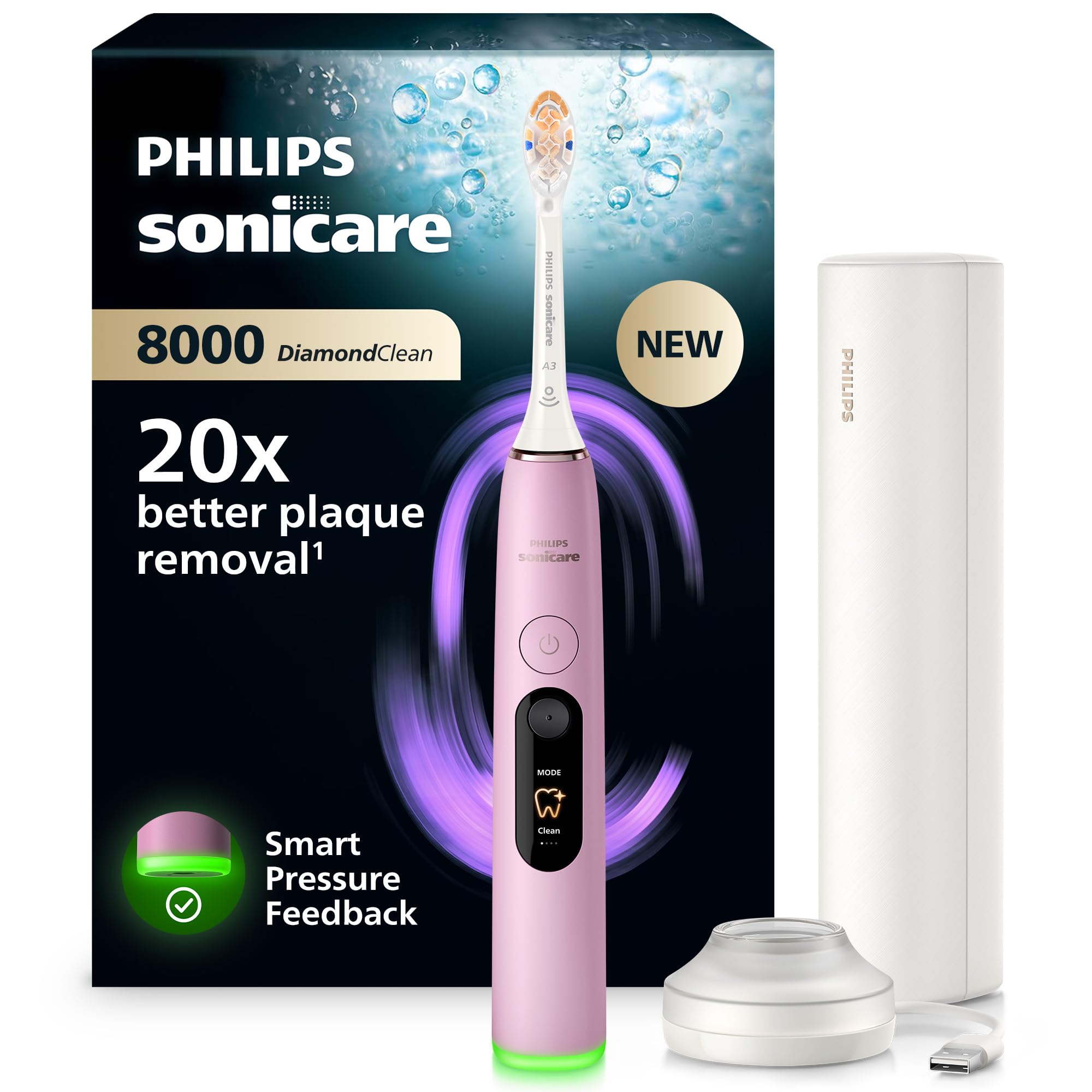 Philips Sonicare Diamondclean 8100 Electric Toothbrush Pink Travel Case Hx8311/15