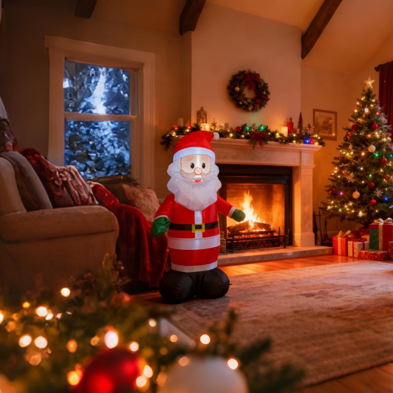 4ft Inflatable Santa Claus with LEDs, 30s-Auto Blow Up Christmas Decoration for Outdoor - Image 2