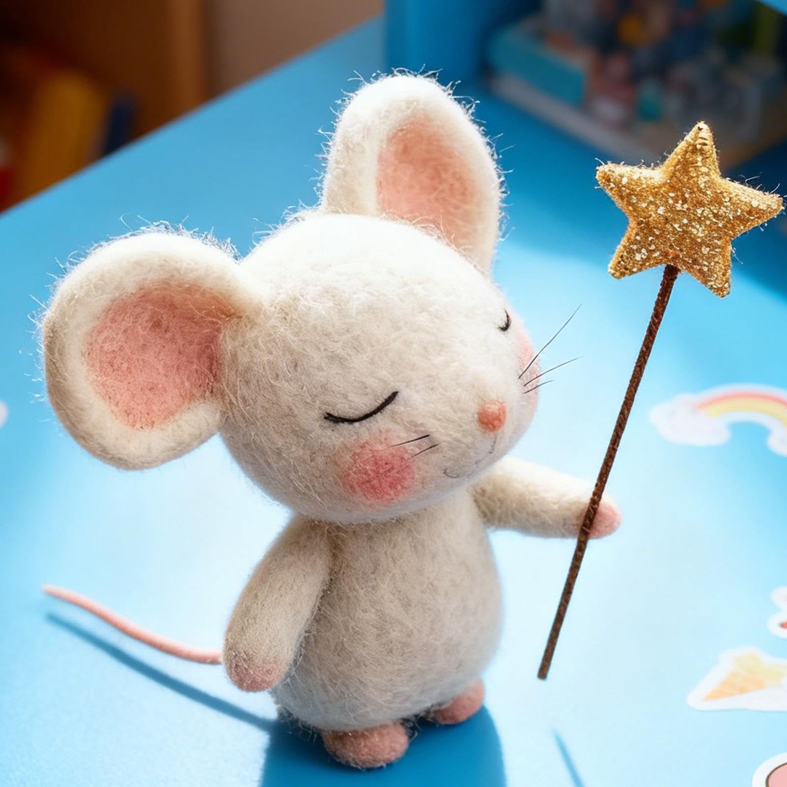 Genérico Ratoncito De Fieltro | Figura De Ratón De Sintió Navideño De 3,1 Pulgadas | Lindos Ratones De Estrella De Five Puntas De Fieltro Navideño para Decoraciones De Fiesta En Casa Y Regalo De Mesa