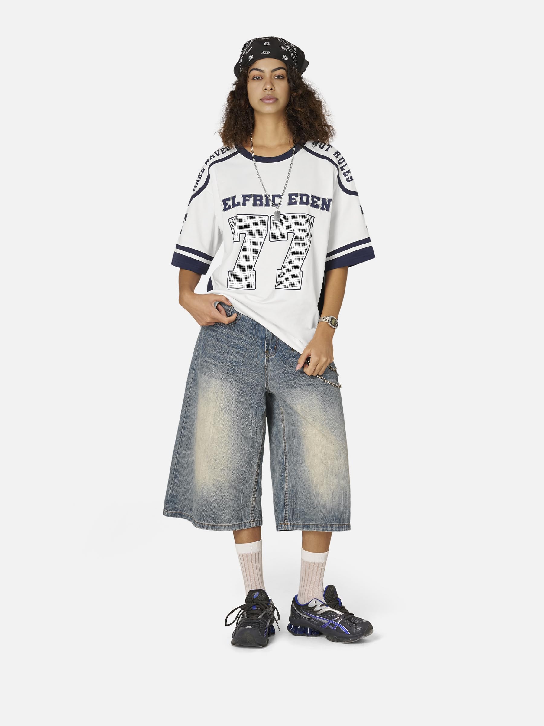 Aelfric Eden Maglietta unisex oversize da donna in cotone jersey vintage con stampa Y2K Streetwear T-shirt per l'estate