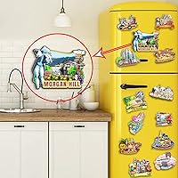 Vista 4 de Morgan Hill - Imán de madera para nevera, diseño 3D, para viajes, coleccionables, recuerdos, decoración hecha a mano, 2