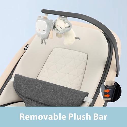 Miniatura 8 de Noah 2 en 1 Baby Bouncer & Rocker - Silla reclinable portátil con cojín y juguetes para bebés de 0 a 9 meses, color carbón