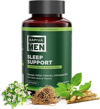 KAPIVA MEN Sleep Support Supplement with Bacopa, Valerian, Ashwagandha, and Other Herbs and Vitamins, Supports Healthy Sleep Patterns, 60 Day Supply, 120 Capsules
