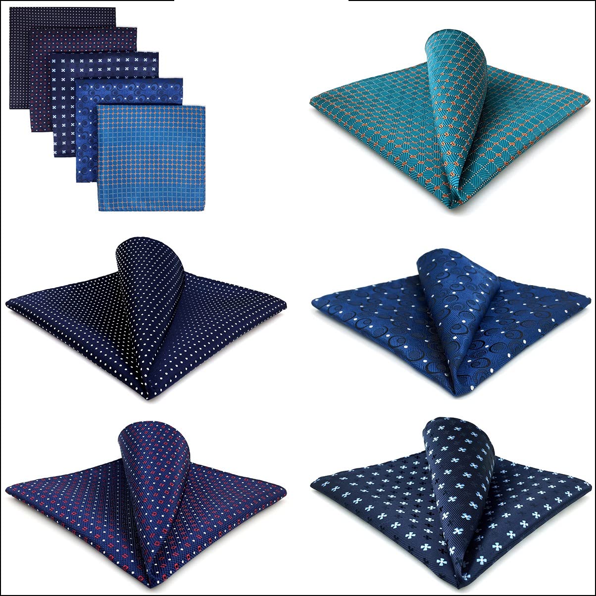 5-teiliges Set aus bunt sortierten Einstecktüchern für Herren aus Seide, klassisches Taschentuch-Set, Geschenk, bunt (Farbe: 3er-Pack) (3er-Pack)
