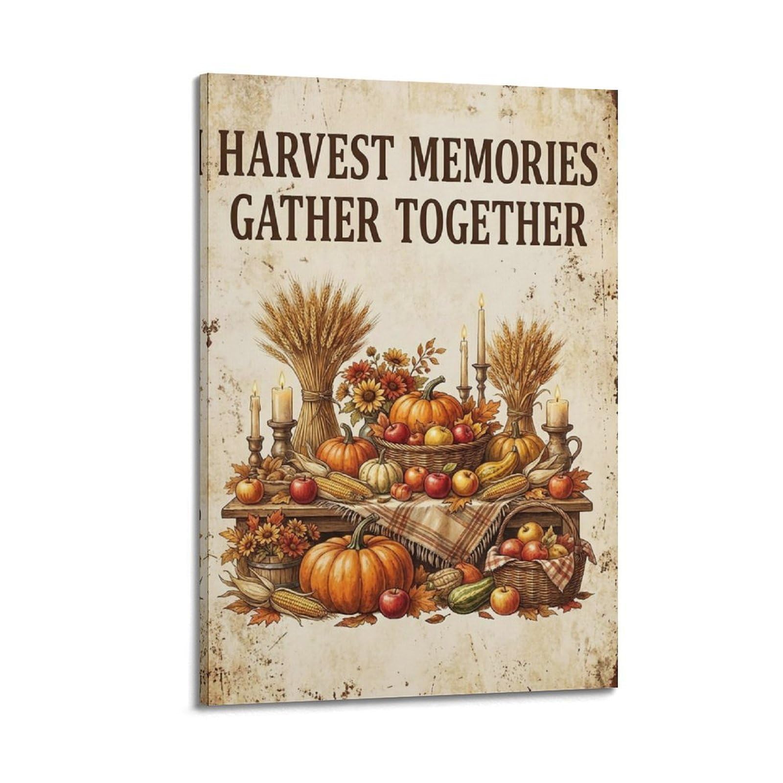OKAHYS Harvest Farm Poster Pumpkin Blessings Retro Vintage Modern Decorative Canvas Prints - Ideal Wall Art for Family, Man Cave, Game Room, Boys & Girls Bedroom 24x36inch