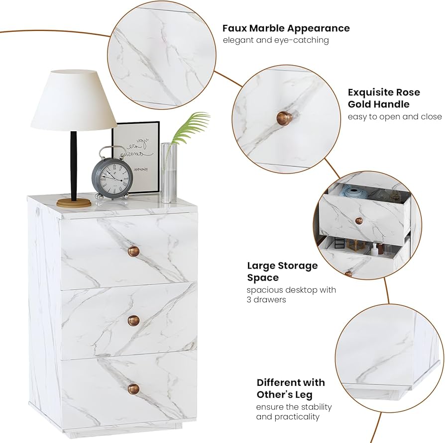 アビタスタイル　MUT0252WH サイドテーブル　ナイトテーブル　人造大理石 アビタスタイル MUT0252WH サイドテーブル ナイトテーブル 人造大理石