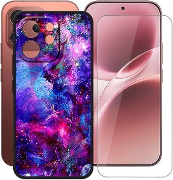 for Vivo V70 Phone Case 6.59" with 1 x Screen Protector Tempered Glass Film, Black Protection Shell Scratch Resistance Bumper Ultra-Thin Soft Silicone - XT121